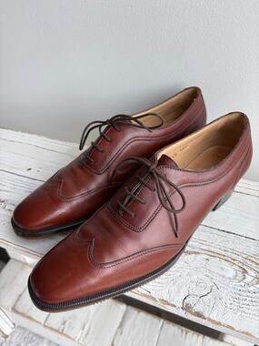 Dress Shoes Mens 8.5N Leather Oxford Wingtip Academia Grandpacore Italian